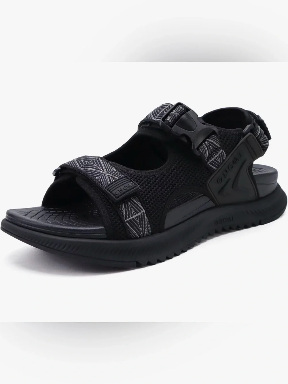 Men's Black Strapped Sport Sandal - Comfortable Everyday Grip